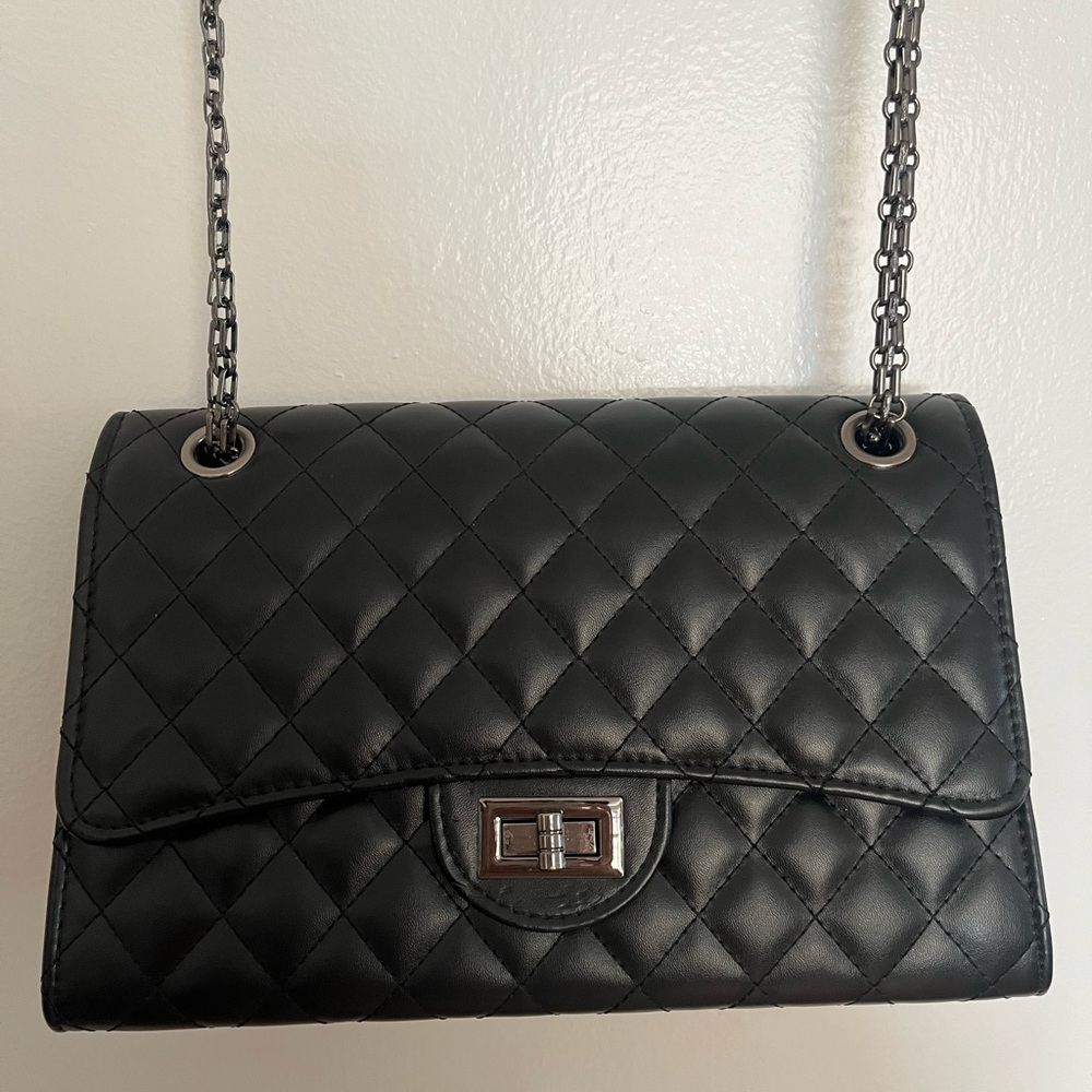 Black leather crossbody bag